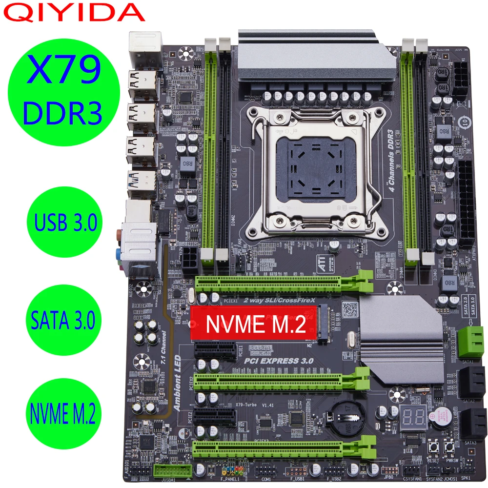 X79 LGA 2011 マザーボード DDR3 QIYIDA X79 マザーボード LGA2011 DDR3 USB3.0 SATA3 PCI-E M.2