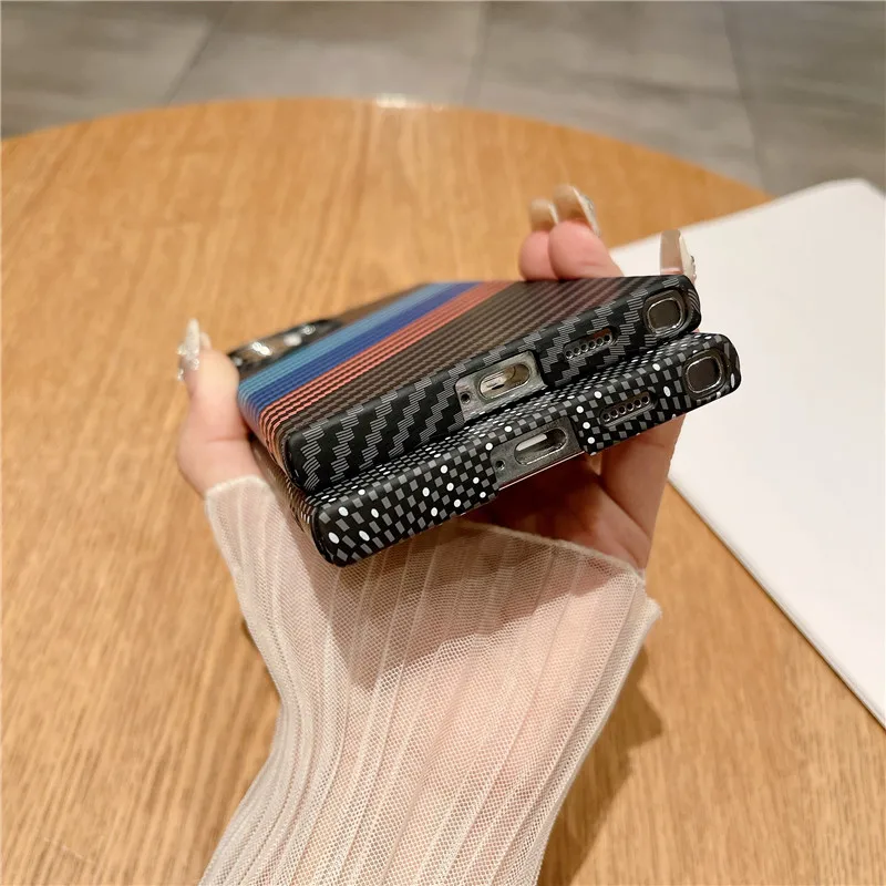 Ultra Thin Carbon Fiber Texture Magnetic Armor Case - Sleek Hard PC Cover