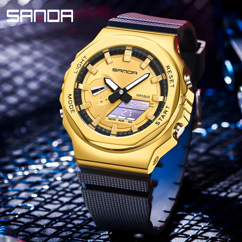 SANDA New Casual Men's Watches 50M Waterproof Sport Quartz Watch for Male Wristwatch Digital G Style Shock Relogio Masculino casio g shock wasted youth collaboration digital quartz dw 5900wy 2 dw5900wy 2 200m мужские часы