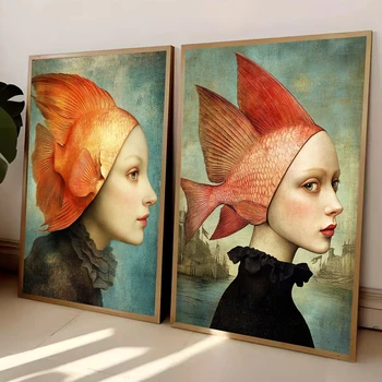 Donna astratta tela pittura surrealismo arte della parete divertente donna ritratto poster stampa per ufficio camera da letto soggiorno decorazioni per la casa