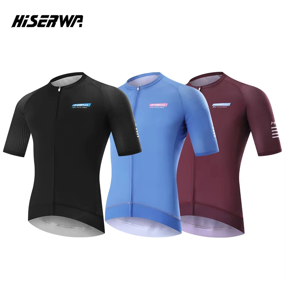 HISERWA Cycling Jersey Short Sleeves High Quality Summer Men MTB Road Bicycle Clothes Breathable Bike Jersey Ciclismo Hombre