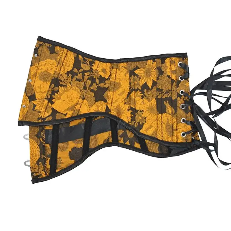 Damen Vintage Lolita Korsett-Top mit Sonnenblumen-Reliefdruck, kurzes Schnür-Bustier, Latex-Taillentrainer, Shapewear, Übergröße – Detail 7
