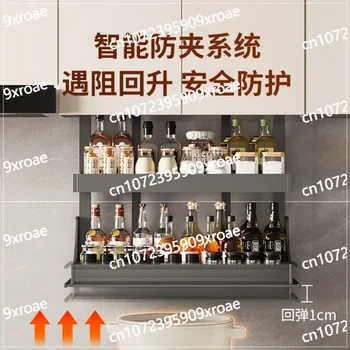 ตะกร้าเก็บของในครัวแบบยกไฟฟ้า อัจฉริยะ ควบคุมด้วยเสียง สัมผัส แบบดึงลง แนวตั้ง อัตโนมัติ อุปกรณ์เสริมสำหรับจัดเก็บในครัว ตู้แขวนในครัว 1