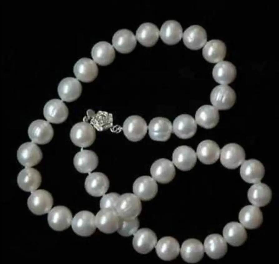 

hot Real Fresh water 8-9mm White Pearl Necklace 18inch