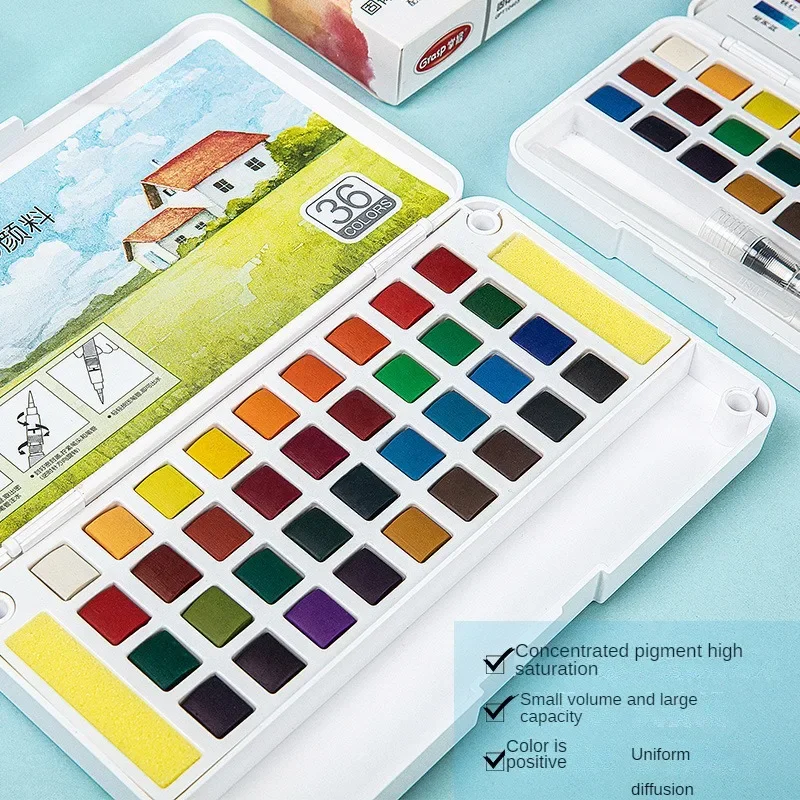 12/24/36/48 Colors Watercolor Paint Set watercolor painting set watercolor paint watercolor pigment with Water Brush Pens water brush pens Art Supplies for Artists Amateur Hobbyists and Painting Lovers