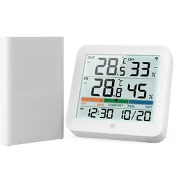 Wireless Indoor-Outdoor Weather Station with Remote Sensor and Hygrometer (WHITE)
