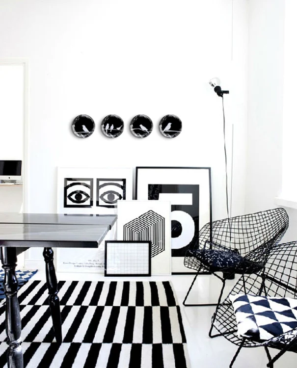 Black and White Bird Creative Wall Ceramic Hanging Plate Wall Decorative Dish Home Decor Crafts Hanging Room Decoration 3