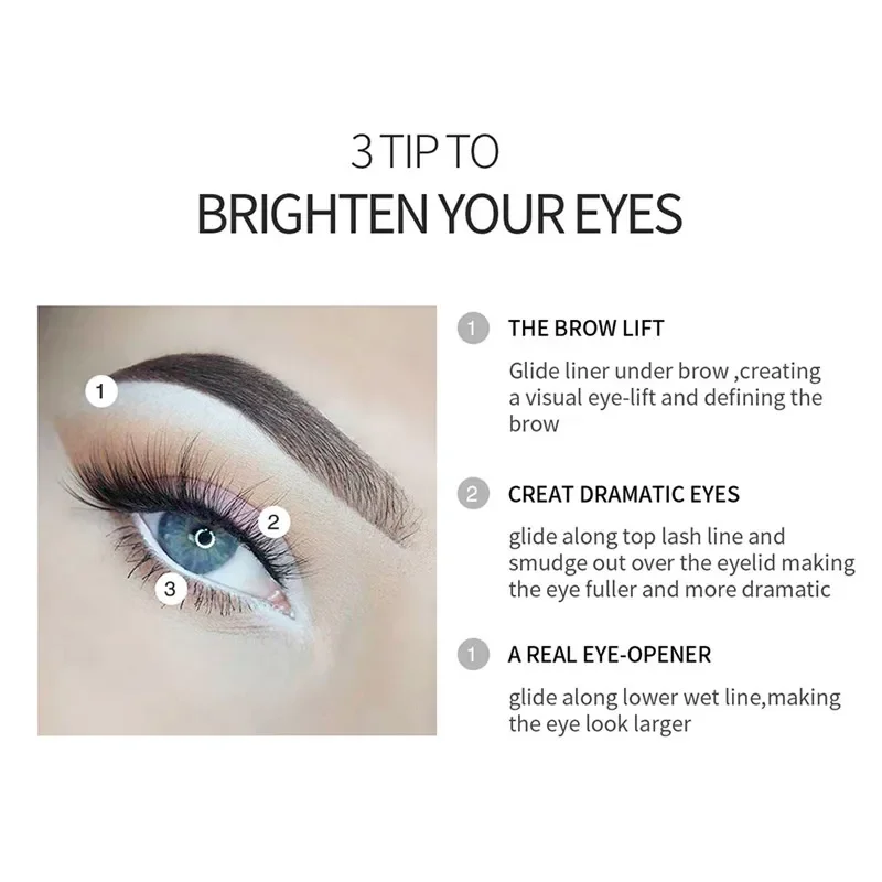 Waterproof White Eyeliner Pencil Quick-Dry Long-Lasting No Blooming Eye Liner Pen Professional Woman Makeup Beauty Cosmetic Tool 5