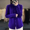 100% Mink Cashmere POLO Collar Women's Sweater Cardigan Solid Color Thick warm Cardigan Sweater For Women 2023 Autumn/Winter New 5