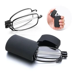 2022 Folding Portable Reading Glasses with Case Unisex Retro Telescopic Rotation Far Sight Presbyopia Men Women Diopter Eyewear