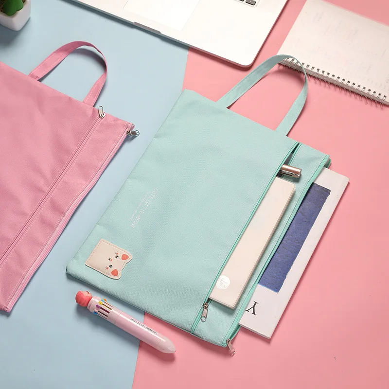 1pc A4 Size File Folder Bag Documents Stationery Books Storage Bag Pouch School Office File Holder Zipper