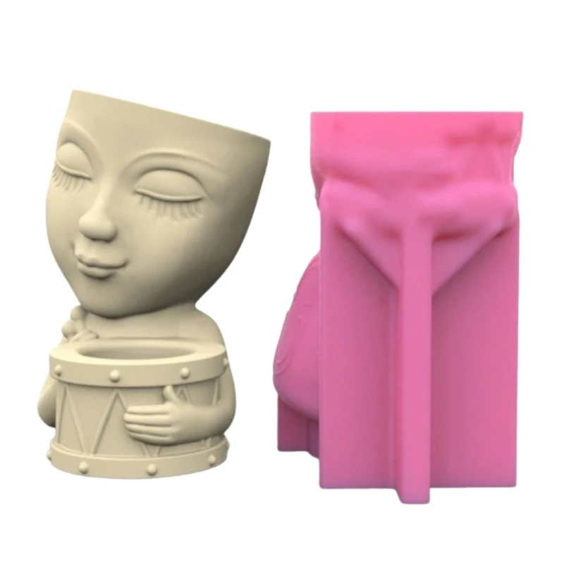 

DIY Flowerpot Mold Human with Drum Shaped DIY Vase Mold Easy to Use for Crafting Concrete and Epoxy Resin Clay Craft