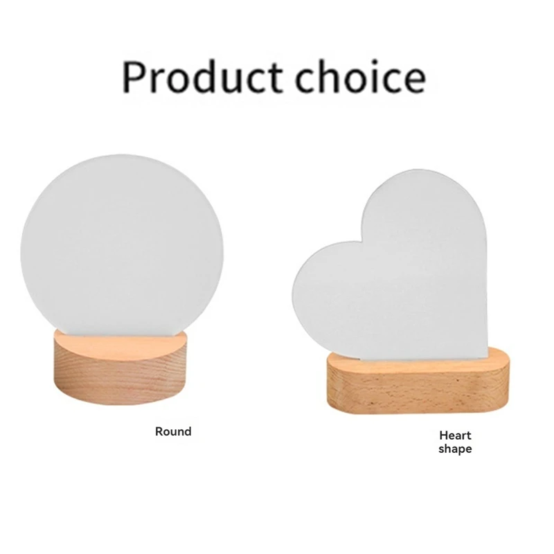 Sublimation LED Acrylic Photo Frames Night Lights With Warm Color Light,With Wood Stand For Heat Press Printing