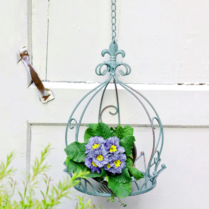 2-pack iron flower stand hanging basket indoor simple balcony rack outdoor garden courtyard succulent flower pot rack