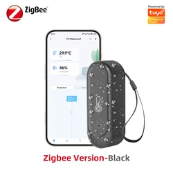 Outdoor Waterproof Smart Temperature & Humidity Sensor with App Control (Black Zigbee)