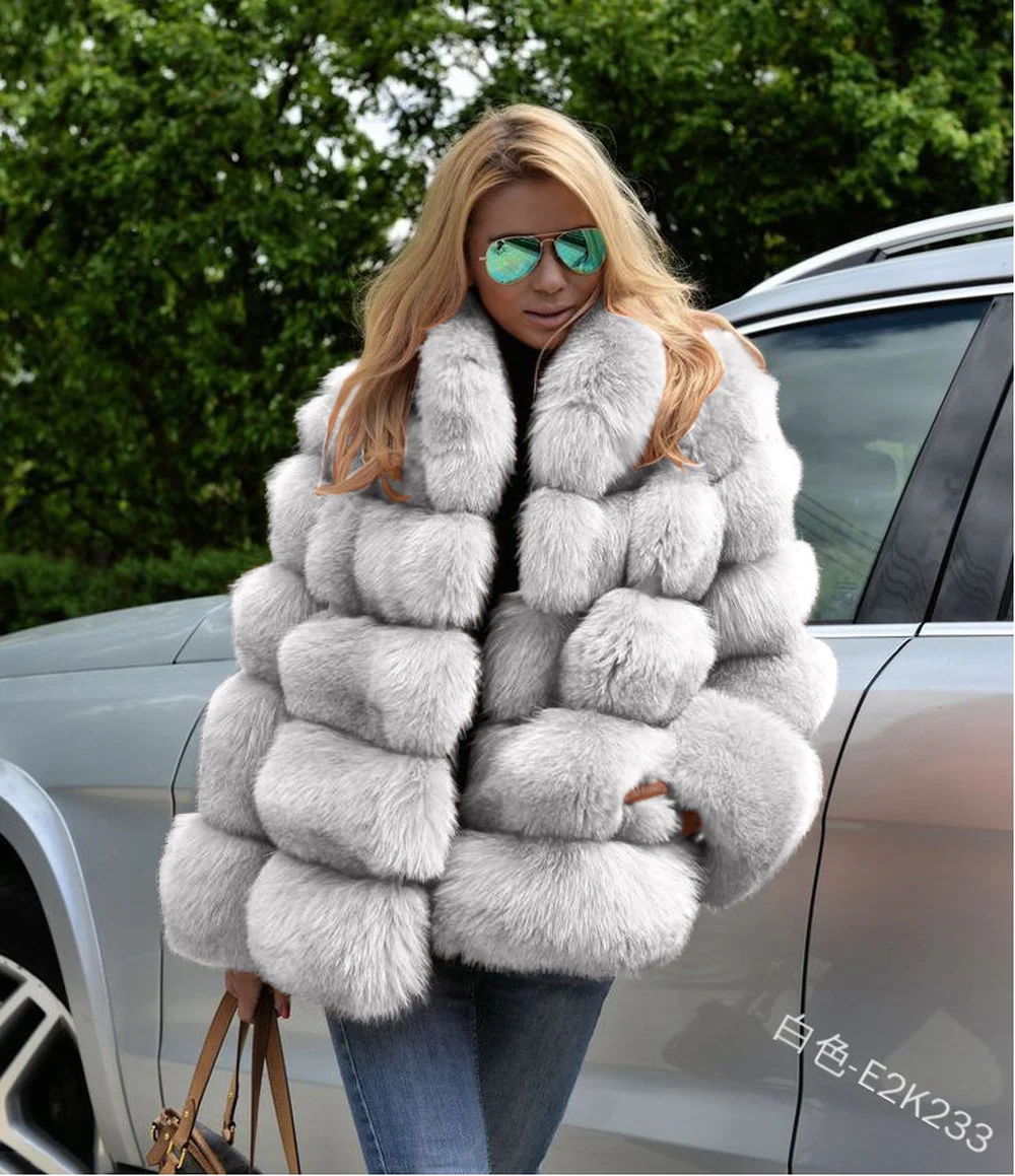 

VOLALO Casual White Black Fluffy Fall Winter Faux Fur Coat Women Jacket Long Sleeve Cropped Puffer Fur Jacket for Women Outwear