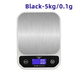 Waterproof Stainless Steel Digital Kitchen Scale with USB Charging and LCD Display (5kg 0.1g White)