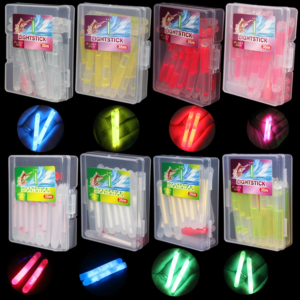 20pcs/bag Boxed Fireflies For Fishing Float Fluorescent Lightstick Light Night Float Rod Lights Dark Glow Stick Pesca