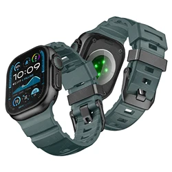 Fluorescent Silicone Sport Band Bracelet - 44mm - 45mm - 46mm - 49mm (Mist Green black)