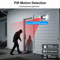 Caméra solaire murale 2K, caméra de Surveillance extérieure, batterie 5200mAh, Vision nocturne couleur, alarme locale, détection humanoïde 5