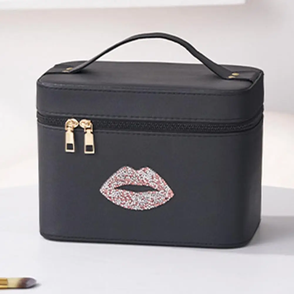 Travel Makeup Bag with LED Lighted Mirror Large Capacity Zipper Closure Handle Design Portable Cosmetic Makeup Organizer Bag 3