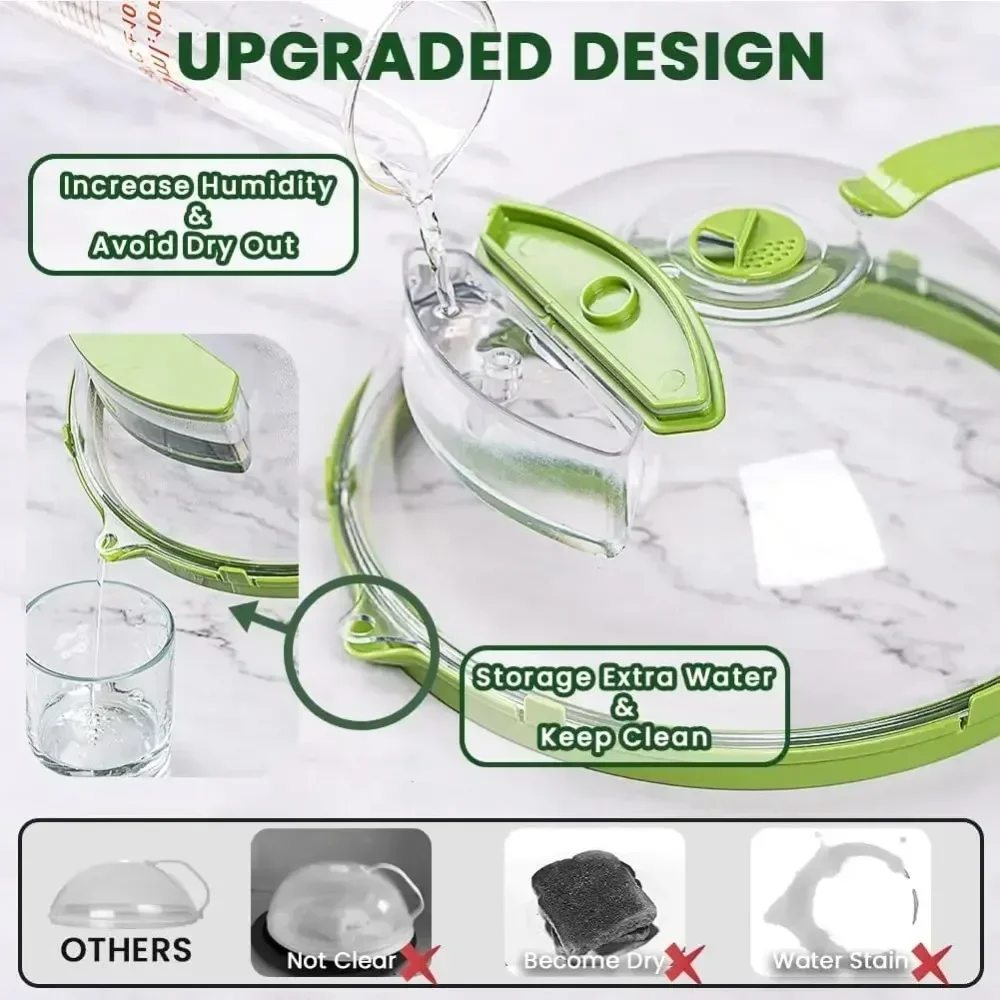 Microwave Food Cover Microwave Cover for Food Clear Microwave Splatter Cover with Water Steamer and Handle 10 Inch Plate Covers Kitchen Gadgets