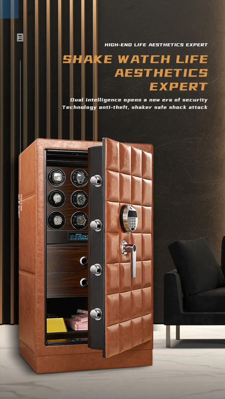 Premium 6,9,12-Slot Automatic Watch Winder Safe Box with Fingerprint, Digital Password ... - SKU LAWW1729 - UGI Packaging