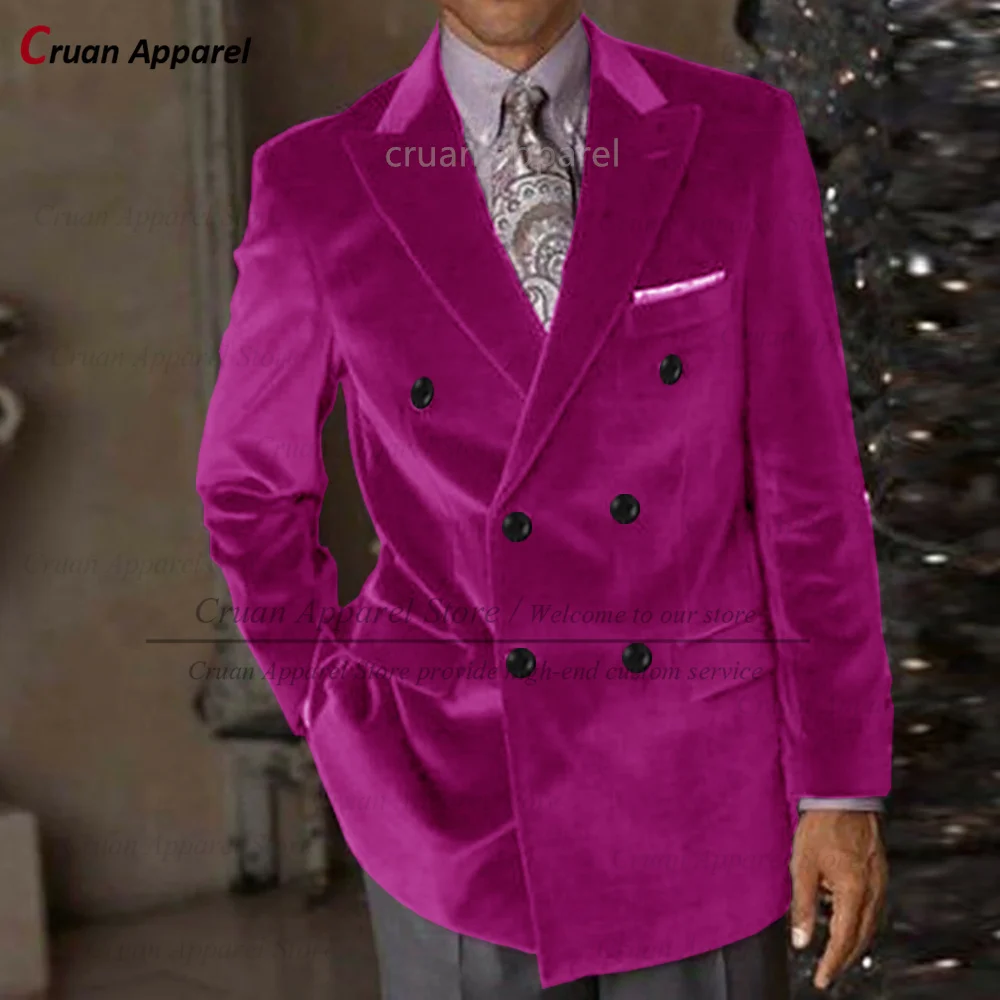 (One Blazer) Green Velvet Men Blazer Wedding Tailor-made Gentleman Suit Jacket Formal Slim fit Double Breasted Man Coat