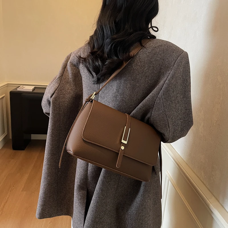 Umschlag Tasche Frauen Mode Unterarm Handtasche Solide Pu Leder Schulter Messenger Tasche Damen Elegante Achselhöhle Geldbörse Einfache Flap Bag – Detail 21
