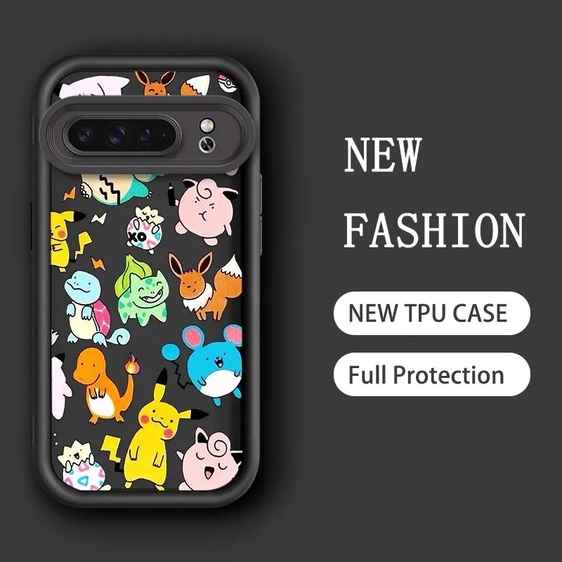 P-Pokemones P-Pikachus Anime Eye Ladder Shockproof Soft TPU Phone Case