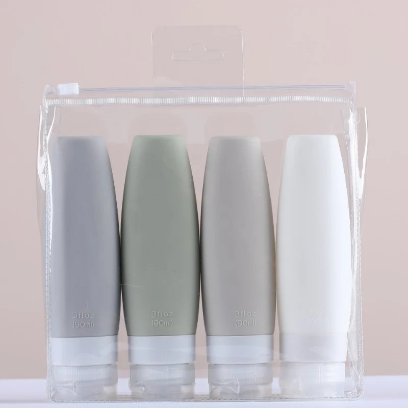 4pcs/Set Silicone Travel Refillable Bottle Liquid Dispenser Leak-proof Squeezable Storage Bottle Cosmetics Container