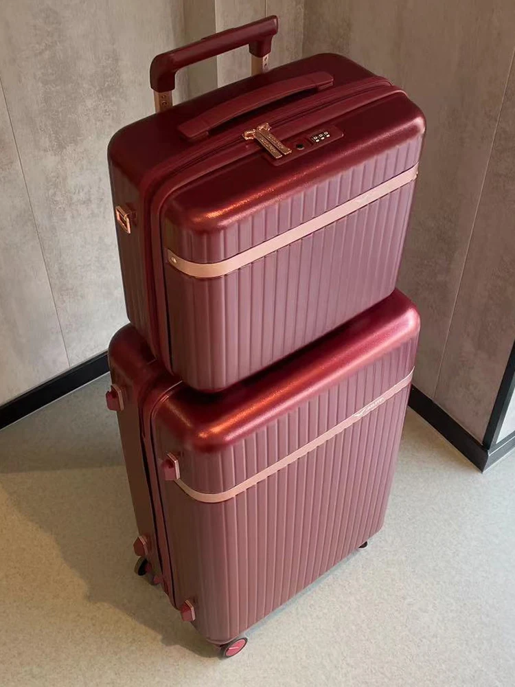 

High-end burgundy suitcase, special wedding box, a pair of leather suitcases, bridal suitcase, dowry woman