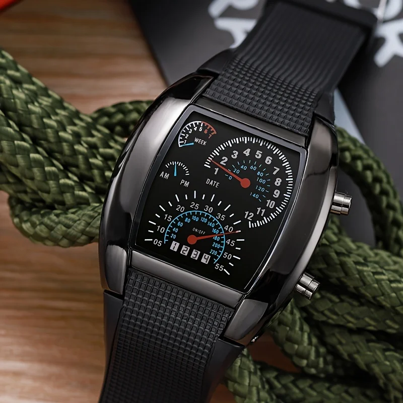 Men's LED Aviation-Style Sports Watch - Square Face, Slim Design, Ideal Gift 3