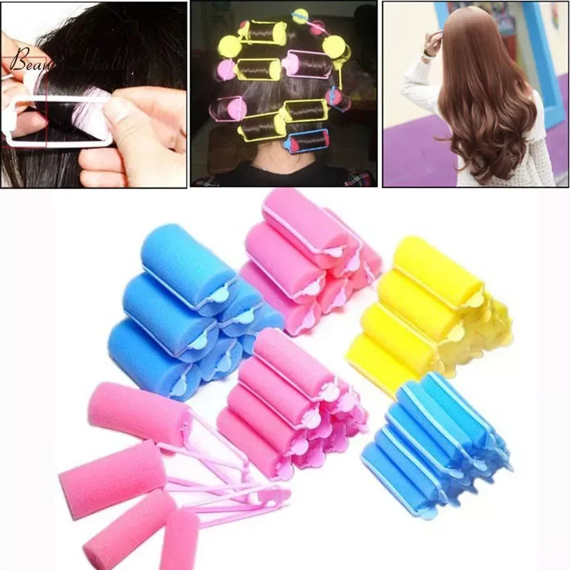 Hair Styling Tool Hair Curling Tools 12Pcs Buckle Soft Sponge Foam Hair Curler Roller Easy Curling Styling Salon Barber Hairdressing Hairstyling Twist