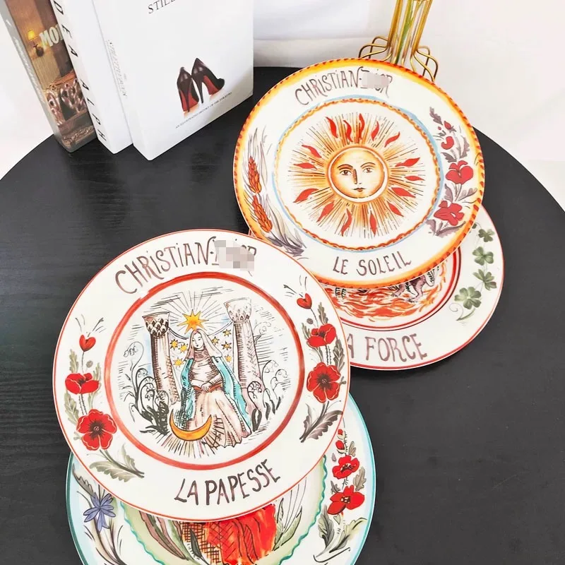 Creative Ceramic Steak Plate 4pcs Set Combination Household Hand-painted Western Food Plate Salad Ceramic Tableware