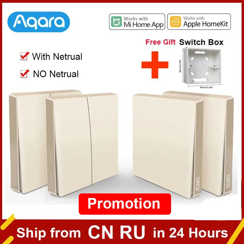 Aqara 스마트 벽 스위치 골드 버전 지그비 제로 라인 파이어 와이어 라이트, 원격 제어 무선 키, 글로든 벽 스위치, 미 홈..