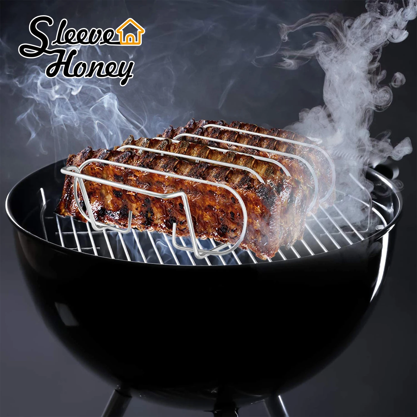 

Rib Rack Stainless Steel Roasting Stand Barbecue Non-Stick Grilling Smoking Beef Smoker Charcoal Grill Kitchen BBQ Accessories