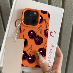 Elegant Wine Red Cherry Pattern Lychee Texture Soft Phone Case - iPhone X (4)