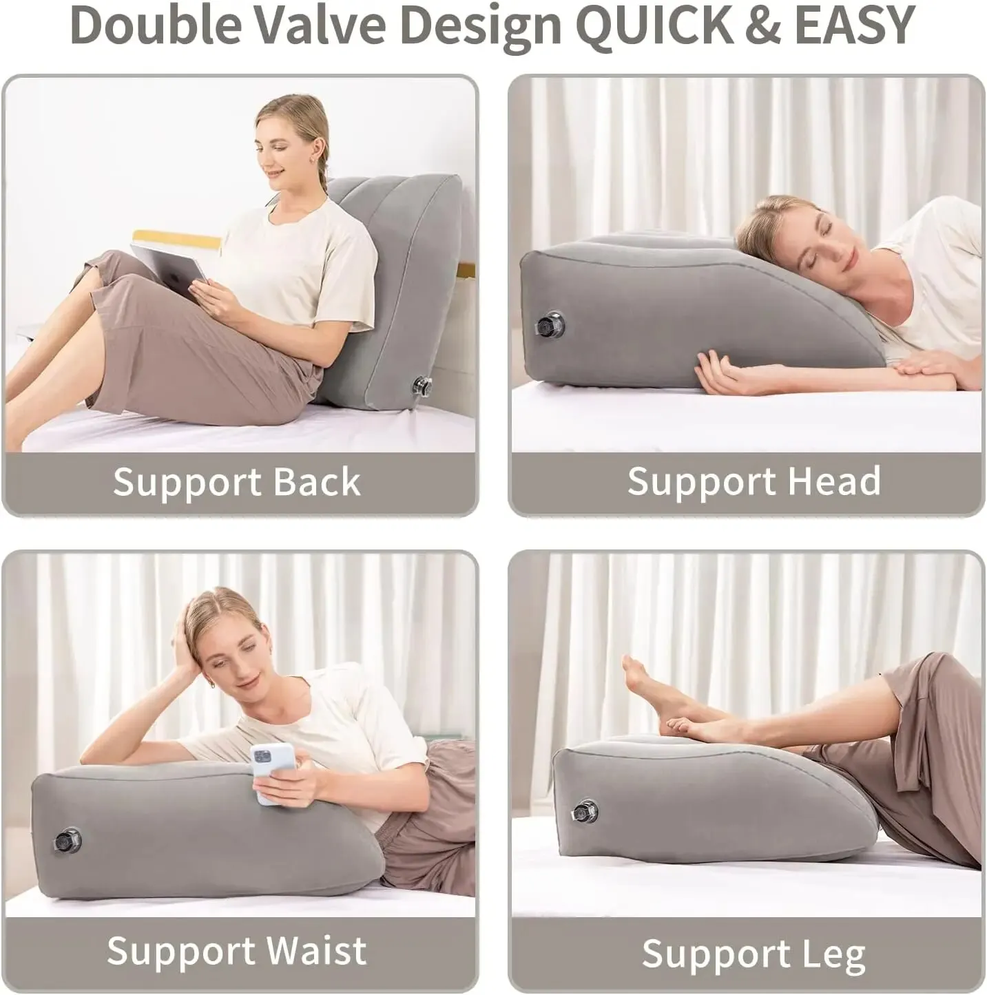 PVC Inflatable Leg Pillow Multifunctional Portable Ramp Cushion with Storage Bag for Back Legs