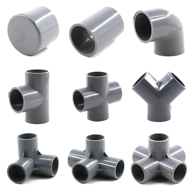 

I.D 20/25/32mm Grey PVC Pipe Connector PVC Straight Elbow Tee Joints Aquarium Pipe Fittings Home DIY Tube 3 4 5 6 Ways Joints