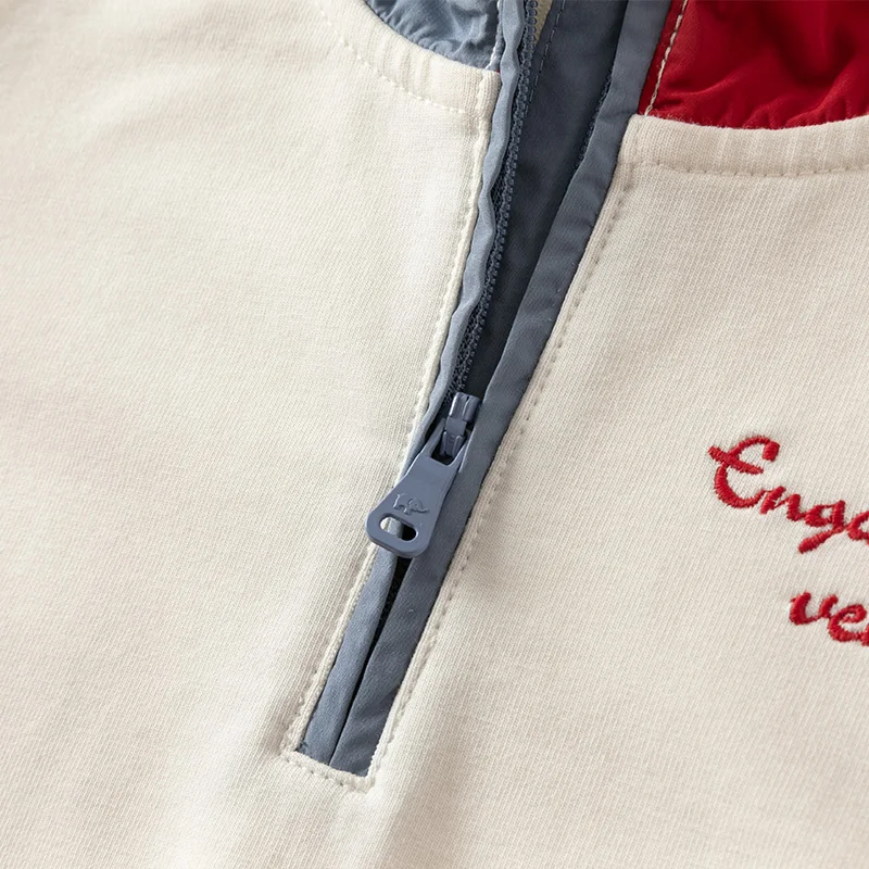 Dave Bella Kid Boys Casual All Match Pullover Srping New Boys Loose Beige Hooded Sweatshirt Children Clothing DB1250991 - Image 5