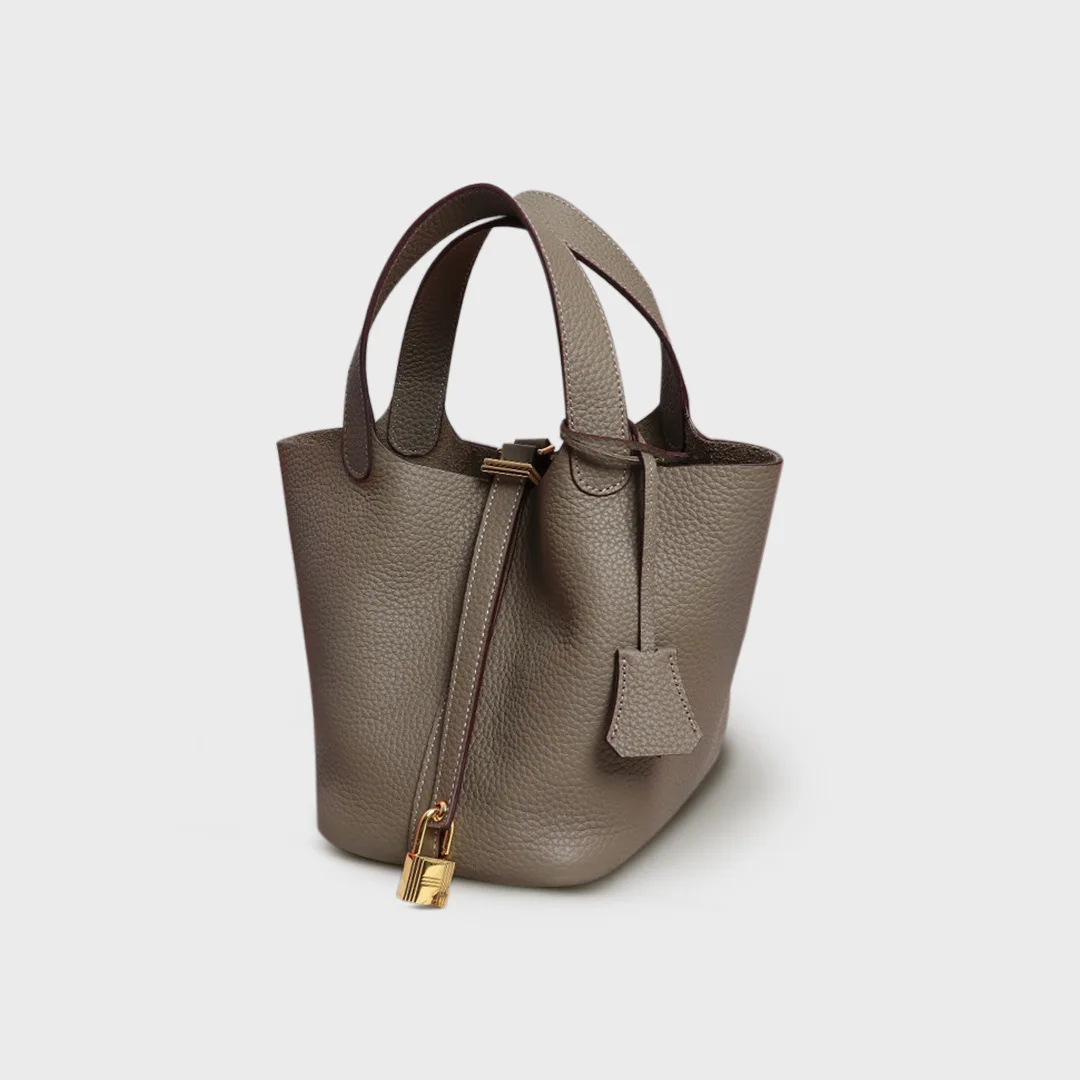 Leather Bag Strap For Picotin Bucket Bag Convert to Shoulder etoupe etain  L1