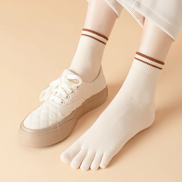 3/5 Pairs Women Five Finger Socks High Quality Cotton Toe Socks Autumn Spring Sports Athletic Ankle Socks with Five Finger 3