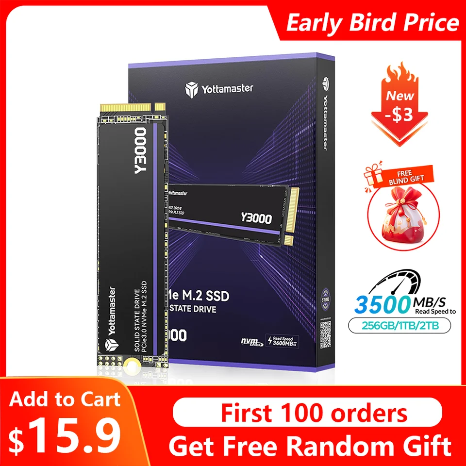 Yottamaster Y3000 2TB 1TB 512GB 256GB M.2 2280 NVMe Internal Solid