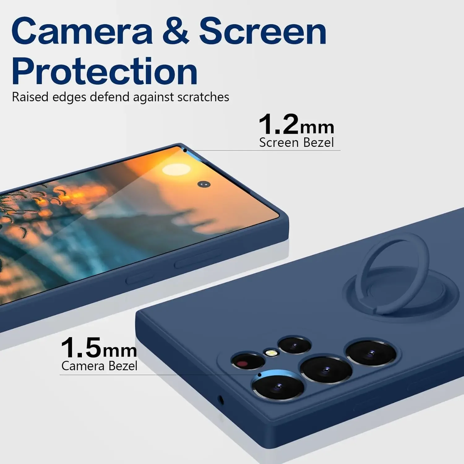 Premium Shockproof Phone Case with 360° Rotatable Ring Holder - Soft Silicone Protection