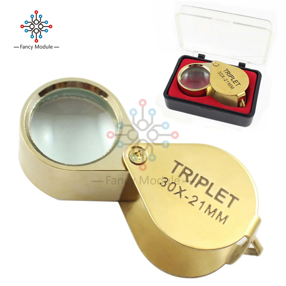 Magnifying Glass Metal Jewelry Jewelers Eye Tool Folding Loupe Glass Lens Magnifying Triplet Jewelry Diamond magnifying glass