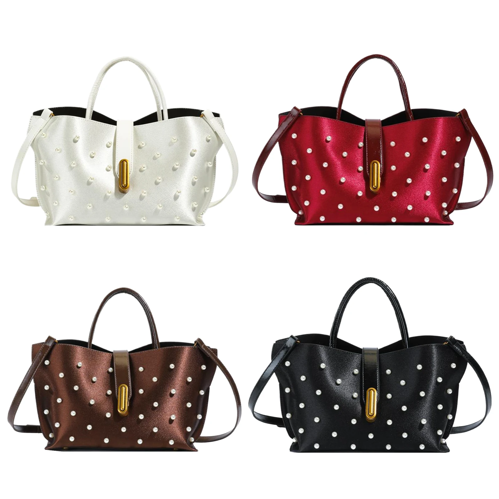 Motorcycle Crossbody Bag with Adjustable Shoulder Strap Commuter Handbag Rivet Bucket Handbag for Women