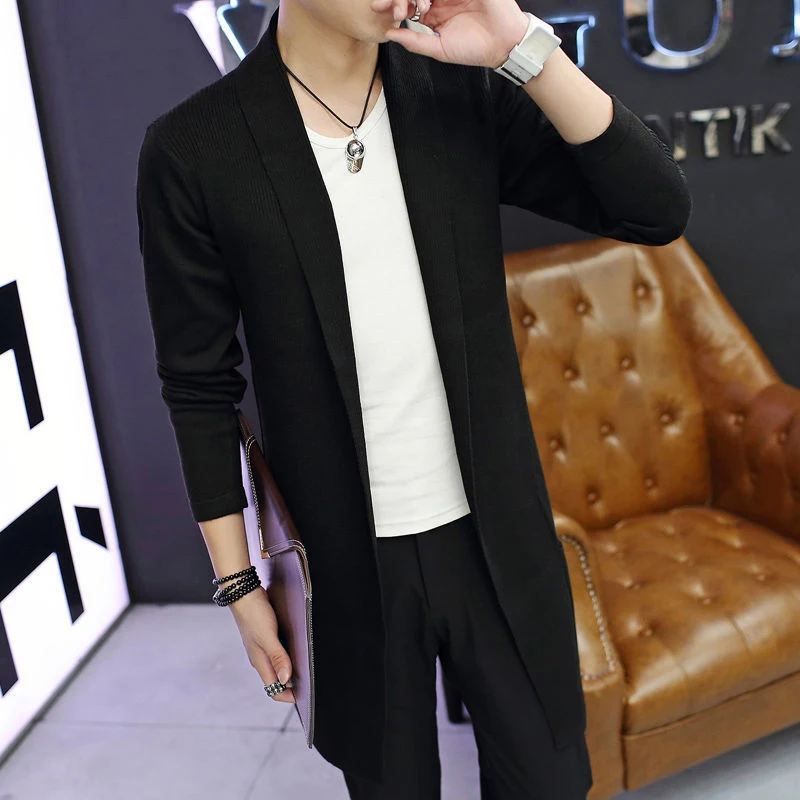 Autumn Winter Casual Fashion Cardigan Sweater Homme Solid Color Knitting Coat Hombre Top Male All-match Outwear Men's Clothing 2