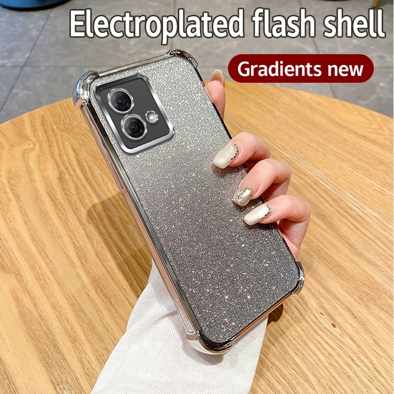 Glitter Plating Silicone Soft Case with Four-Corner Anti-Shock Protection for Motorola Moto G Series