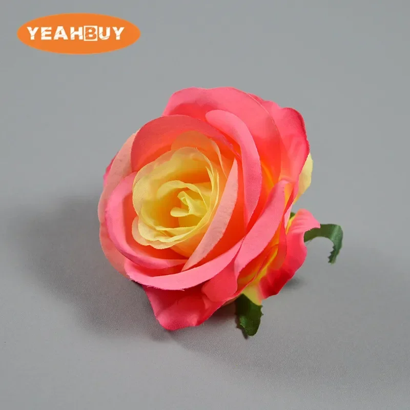 Seda artificial Tecido Rose Flower Heads, Wedding